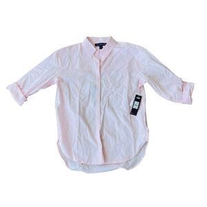 Gloria Vanderbilt Amanda Button Down Shirt Pink Parasol Women's Small (S)